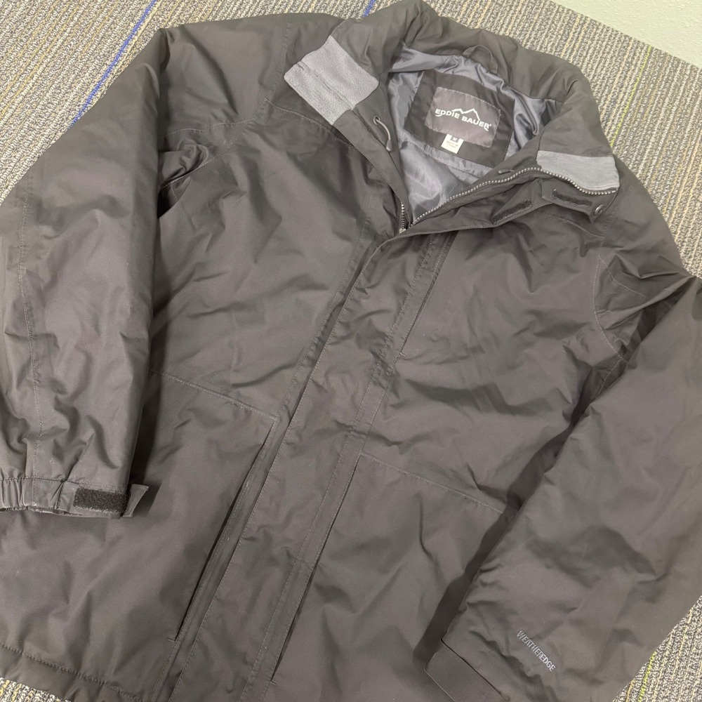 Eddie Bauer WeatherEdge Jacket Mens M Black Excellent Waterproof Insulated 4381
